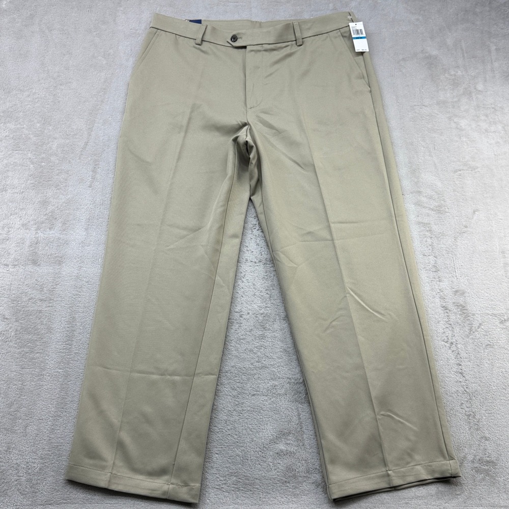 IZOD Golf Pants Mens 36x30 Khaki SportFlex Classic Fit Wicking Sun Control Dad